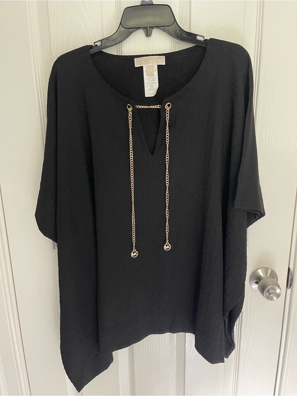Michael Kors Black Tunic with Gold Chain Tassels